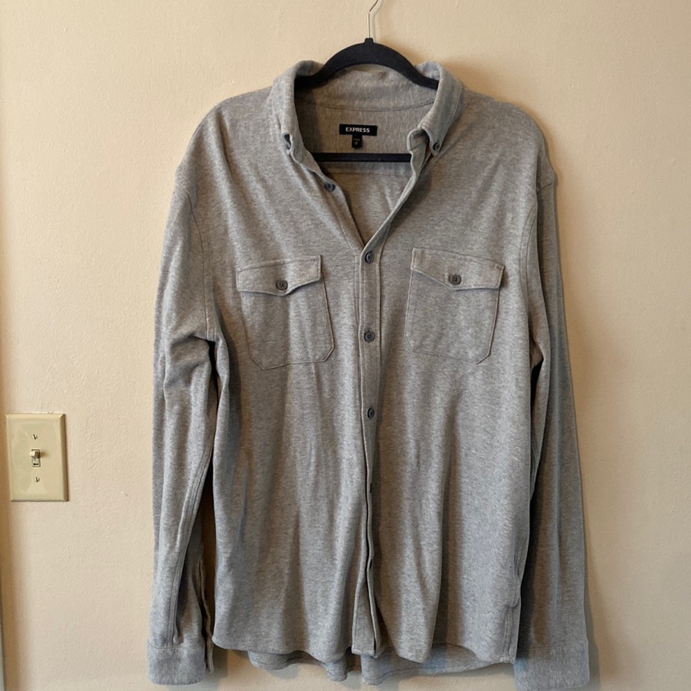 Express Men’s Grey Button Down over shirt size L